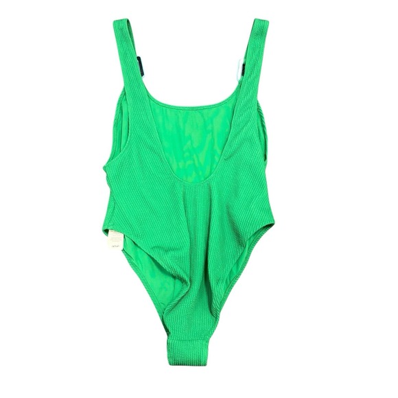 Aerie Crinkle Ring Birthday Scoop One Piece Ribbed Green Swimsuit Women's XL NEW - Picture 3 of 7